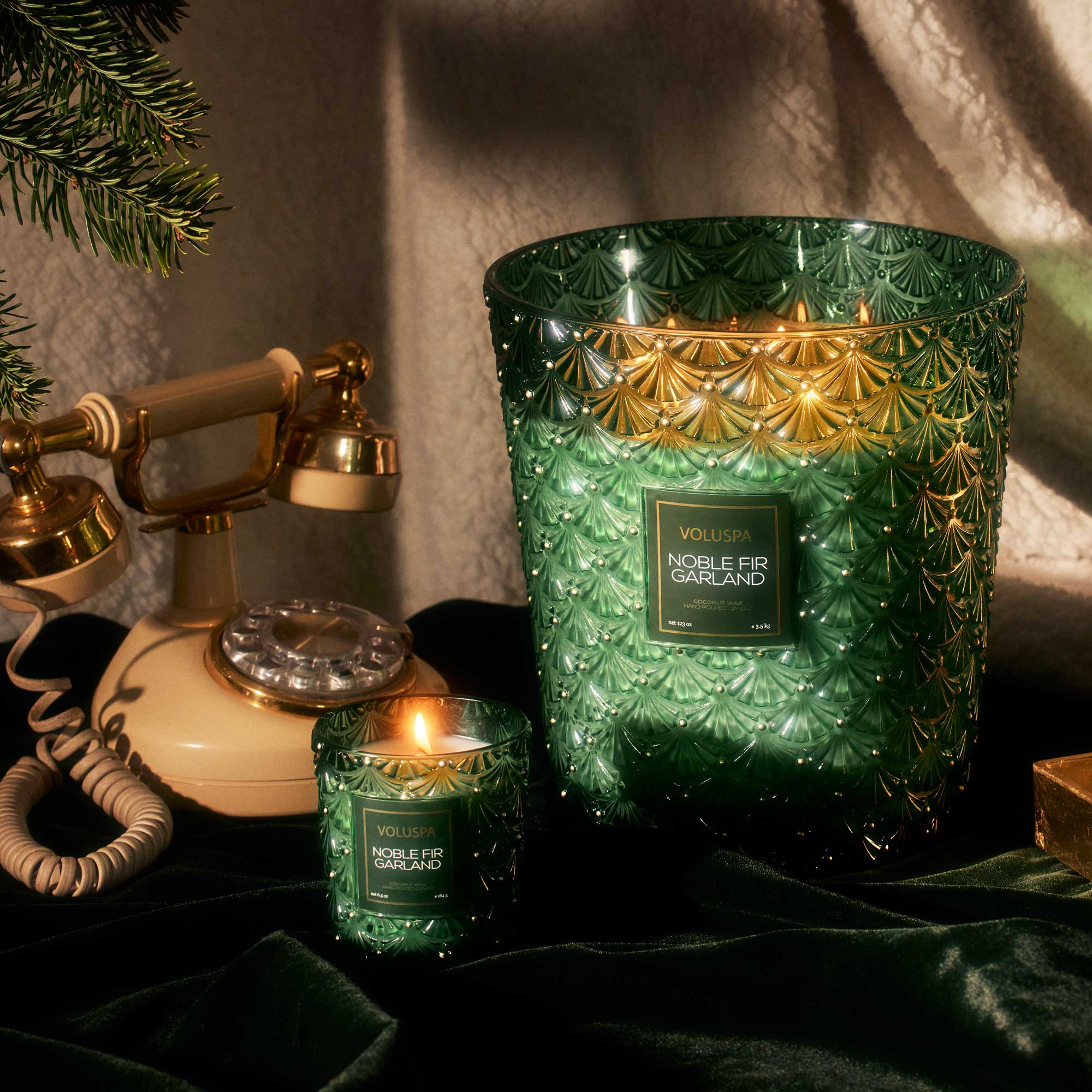 Noble Fir Garland - 5 Wick Hearth Candle Secondary image