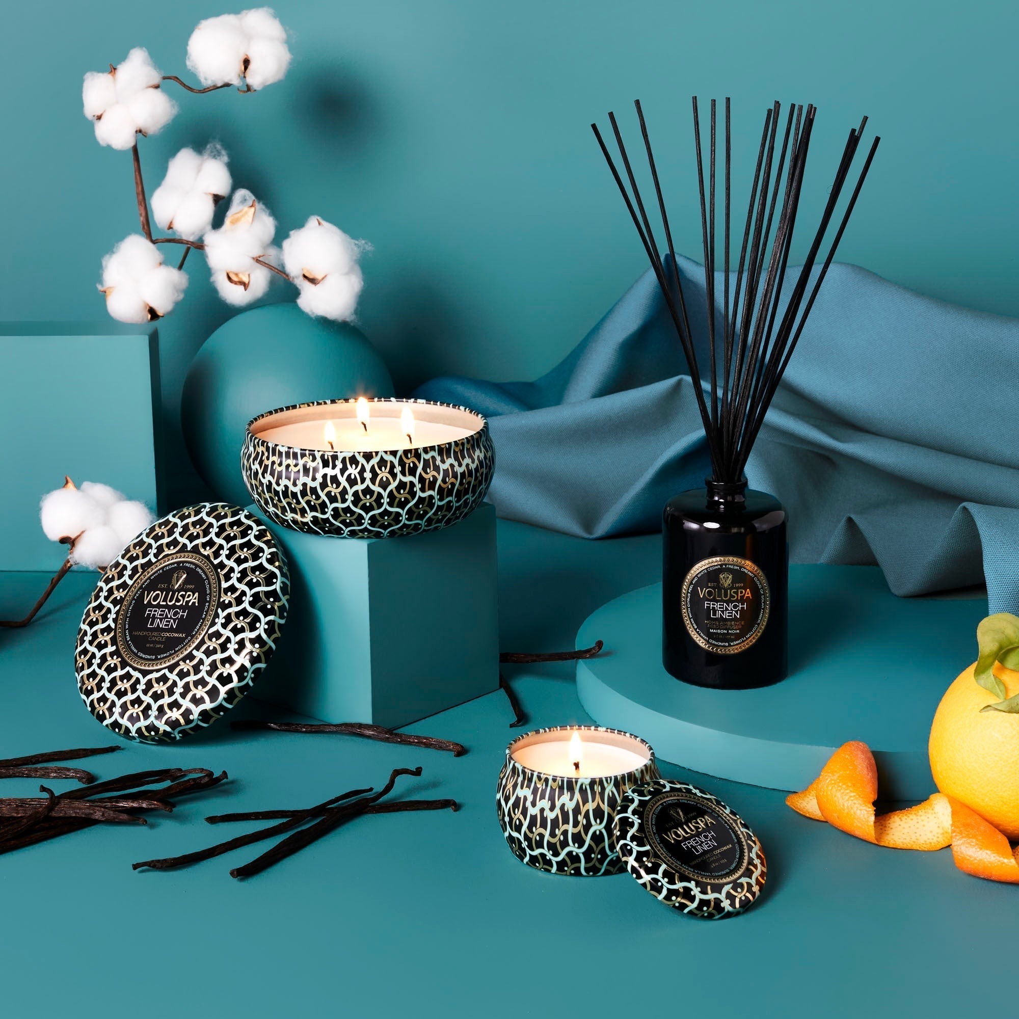 French Linen - 3 Wick Tin Candle Secondary image