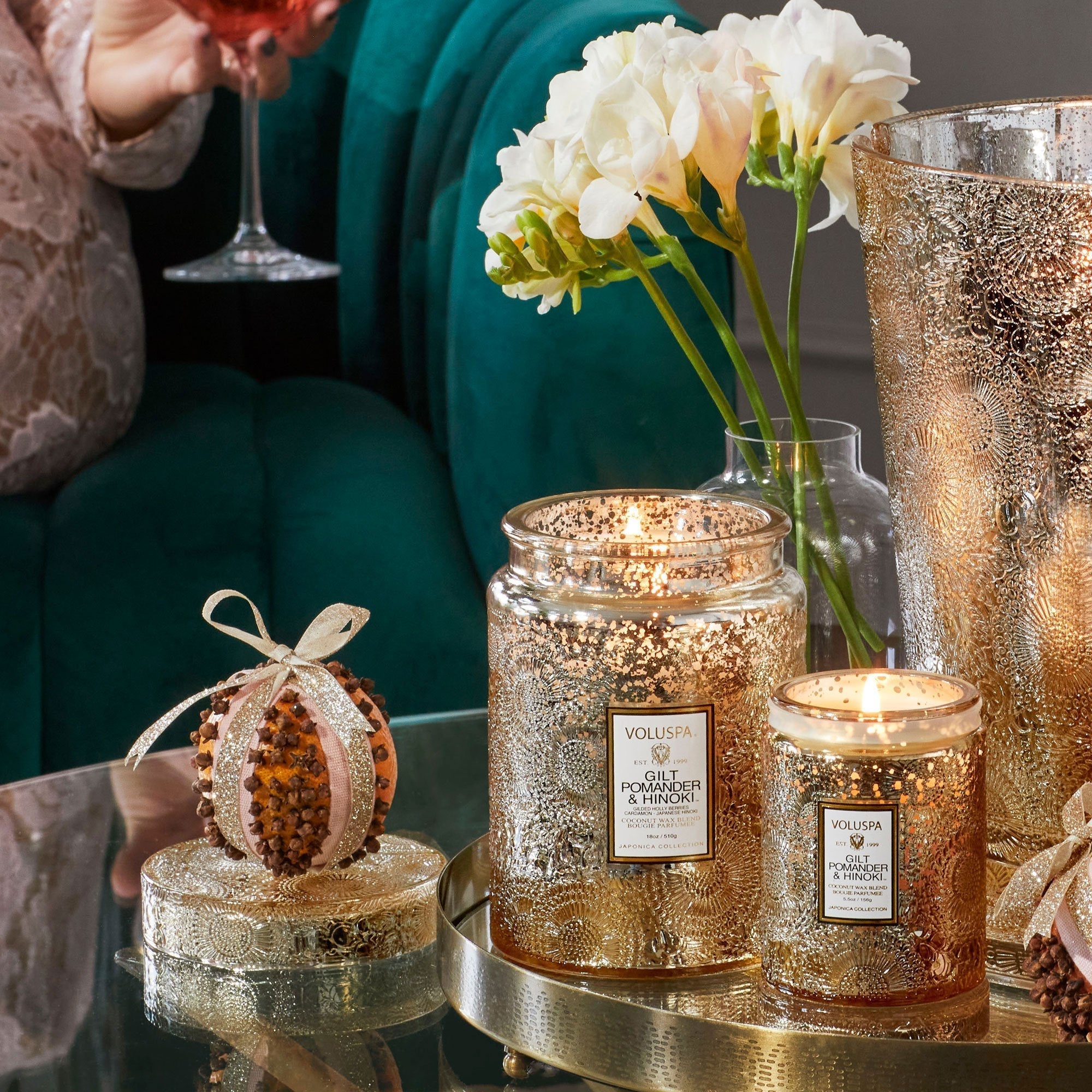 Gilt Pomander & Hinoki - Small Jar Candle Secondary image