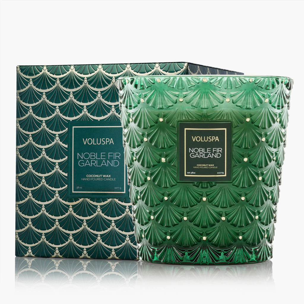 Noble Fir Garland - 3 Wick Hearth Candle